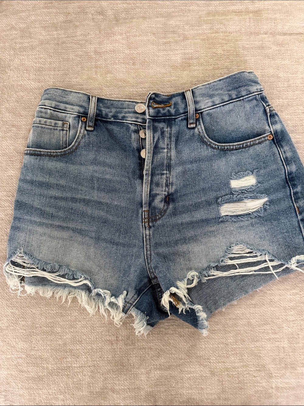 PACSUN High-Rise Distressed Denim Shorts
